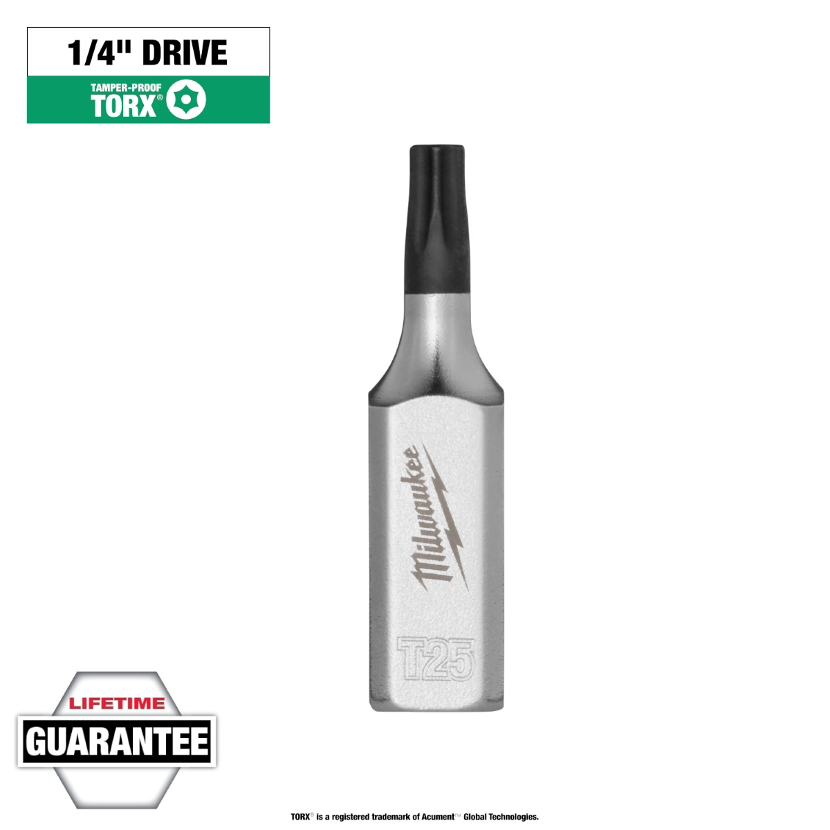 Milwaukee Tool 1/4 Inch Drive T25 Tamper Proof TORX Bit Socket