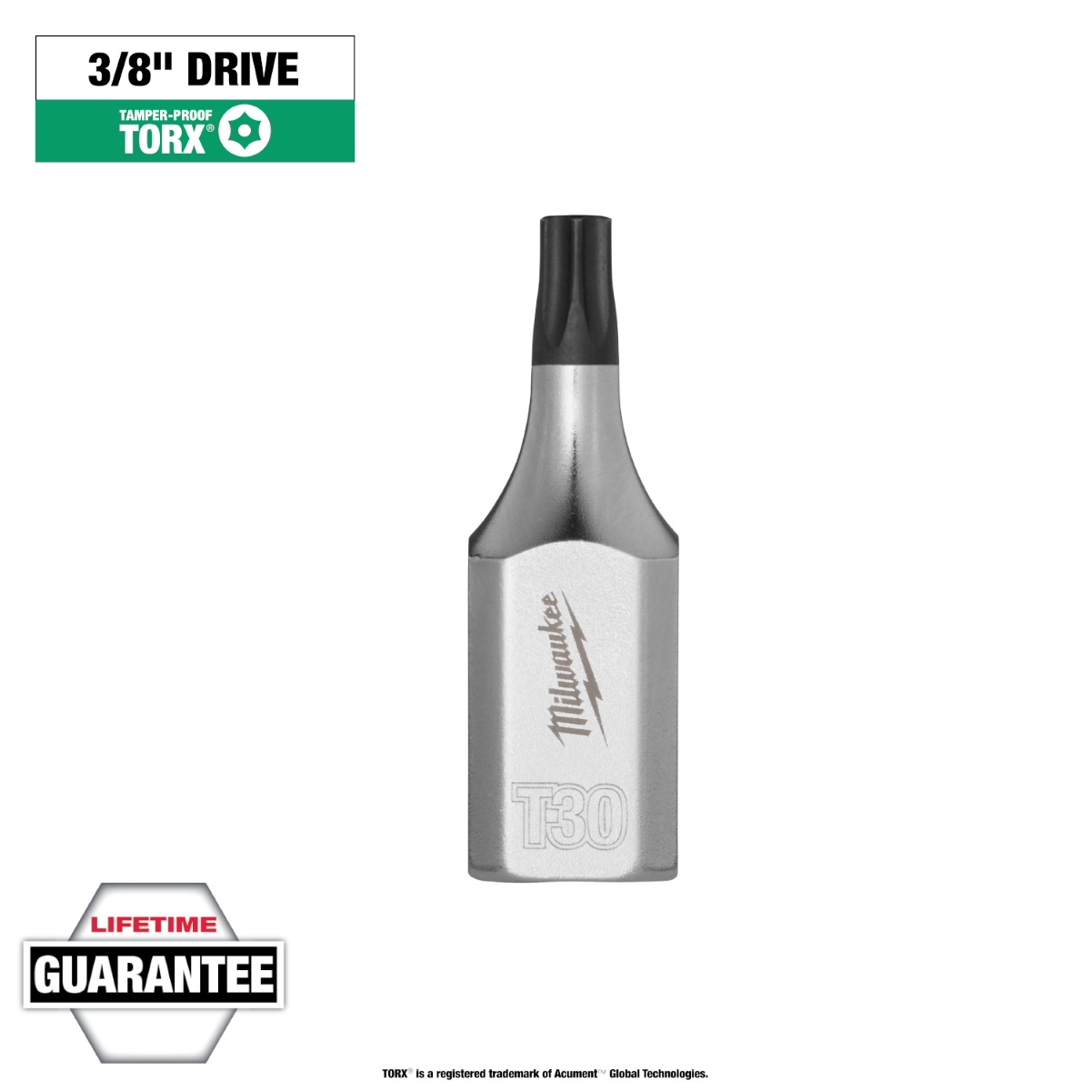 Milwaukee Tool 3/8 Inch Drive T30 Tamper Proof TORX Bit Socket
