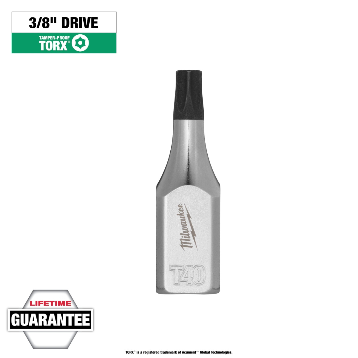Milwaukee Tool 3/8 Inch Drive T40 Tamper Proof TORX Bit Socket