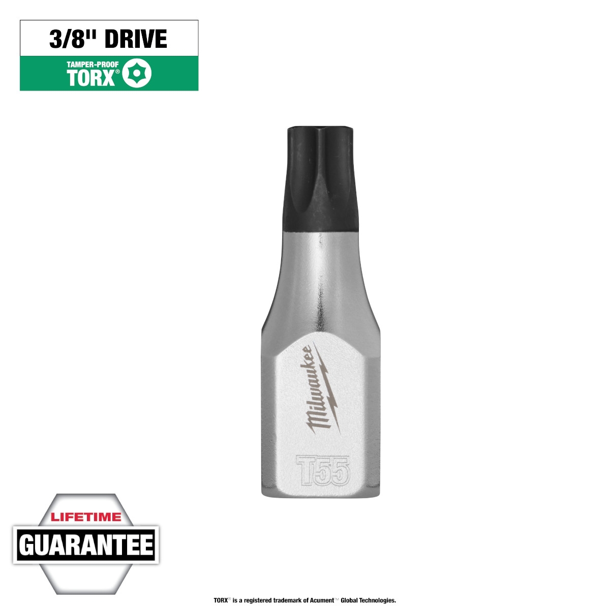 Milwaukee Tool 3/8 Inch Drive T55 Tamper Proof TORX Bit Socket