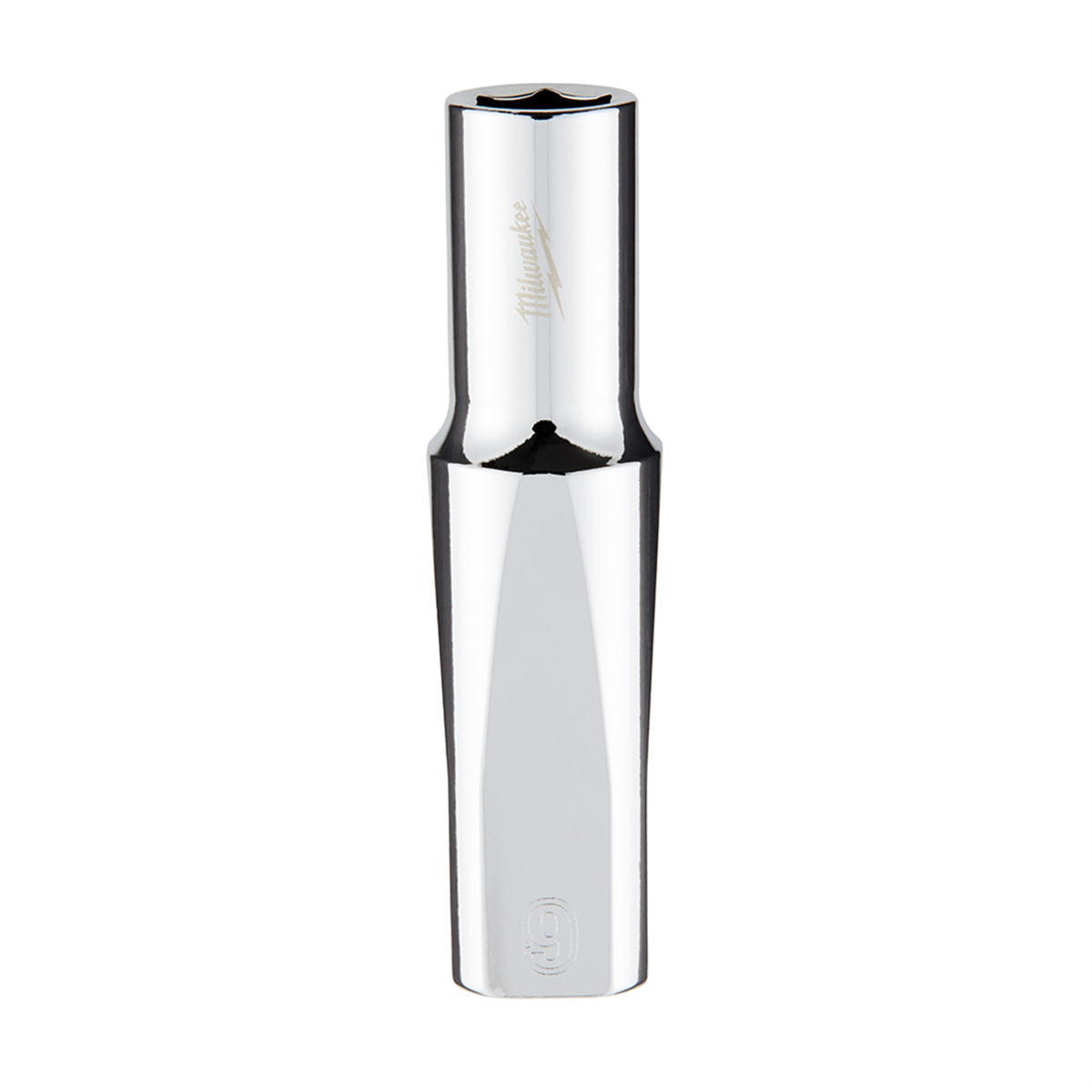 Milwaukee Tool 3/8" Drive 9mm Metric 6-point Deep Socket With Four Flat Sides, Vanadium Steel, Chrome