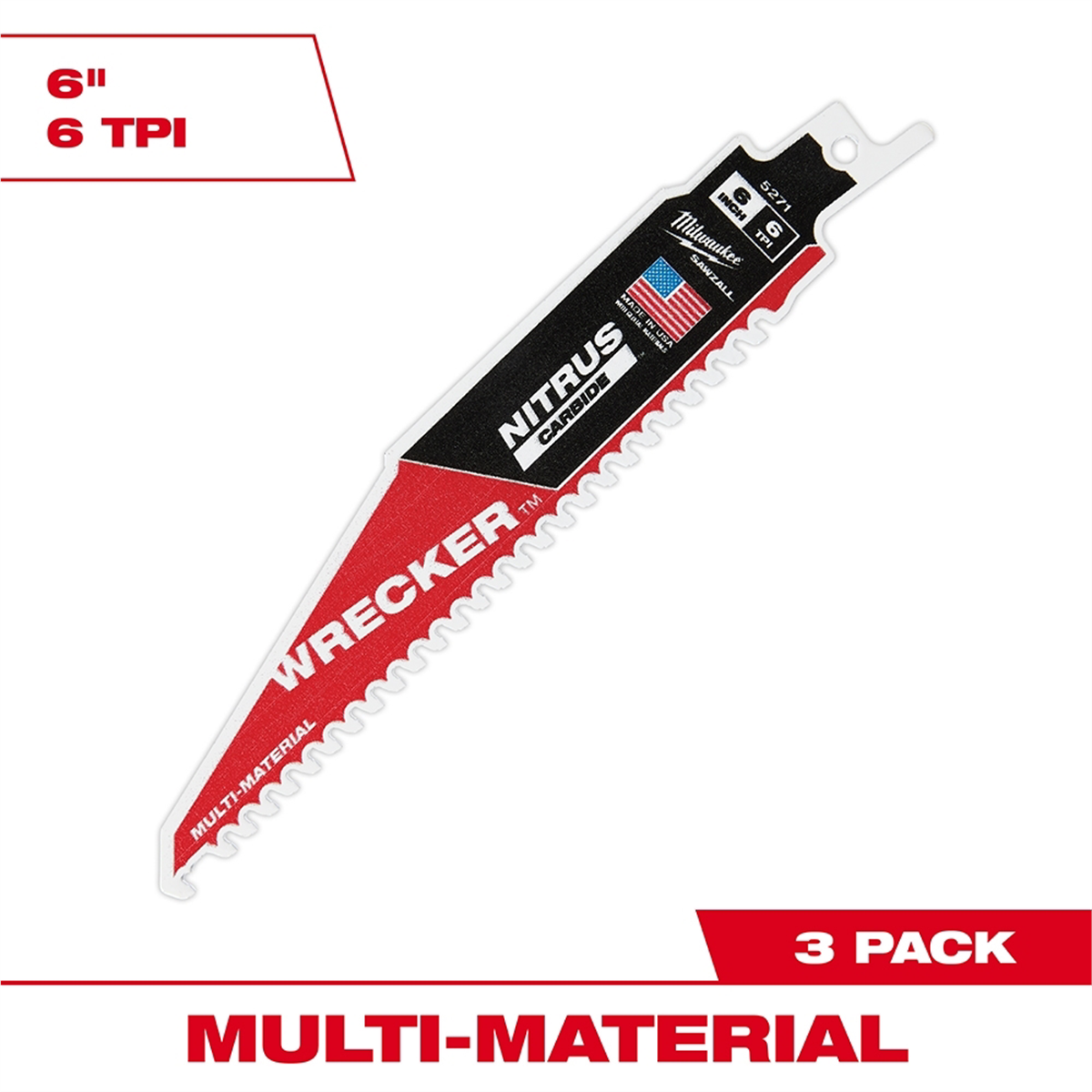 Milwaukee Tool 6 Inch Wrecker With Nitrus Carbide Blades - 3 Pack