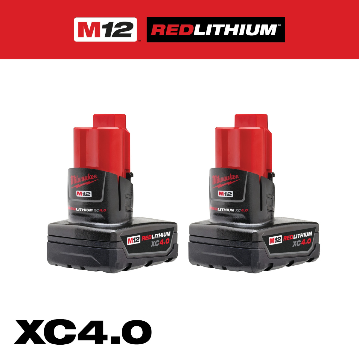Milwaukee Tool M12 REDLITHIUM XC4.0 Battery - Two Pack