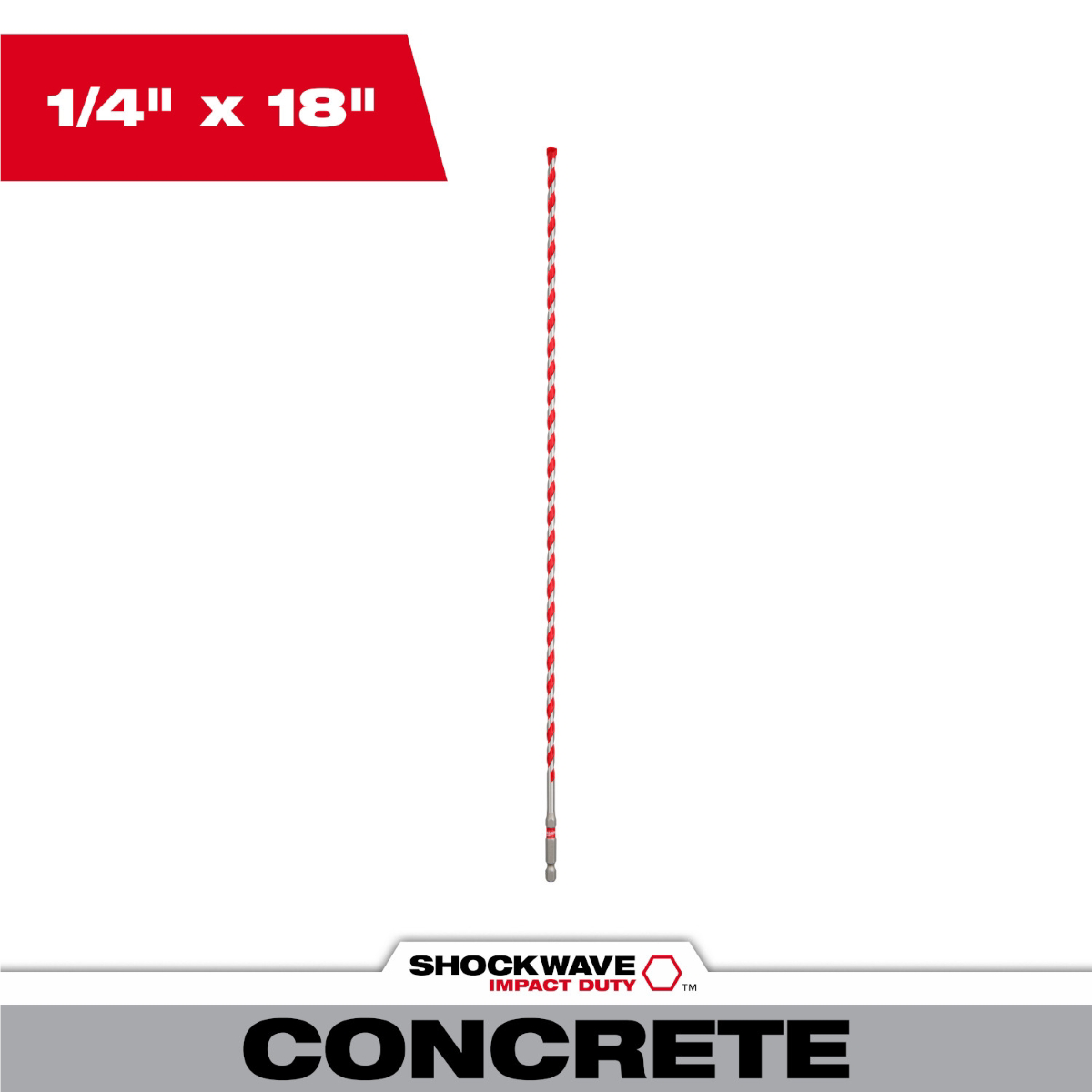 Milwaukee Tool 1/4 Inch X 16 Inch X 18 Inch Shockwave Impact Duty Carbide Hammer Drill Bit