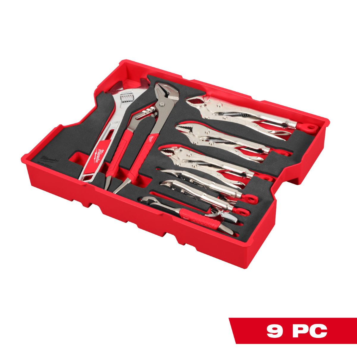 Milwaukee Tool 9 Piece Pliers and Wrench Set with Tray for PACKOUT Drawers