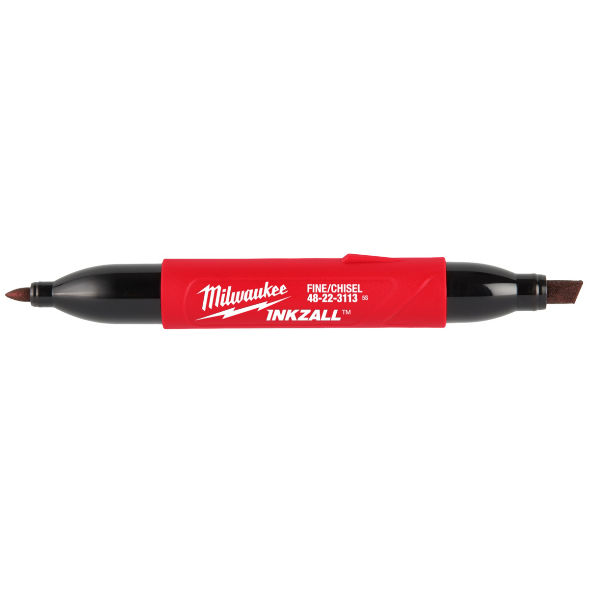 Milwaukee Tool INKZALL Double Sided Black Jobsite Marker - Fine Point and Chisel Tip