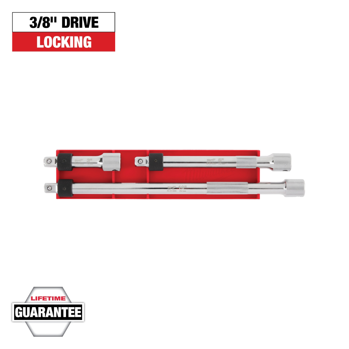Milwaukee Tool 3pc 3/8 Inch Drive Locking Extension Set