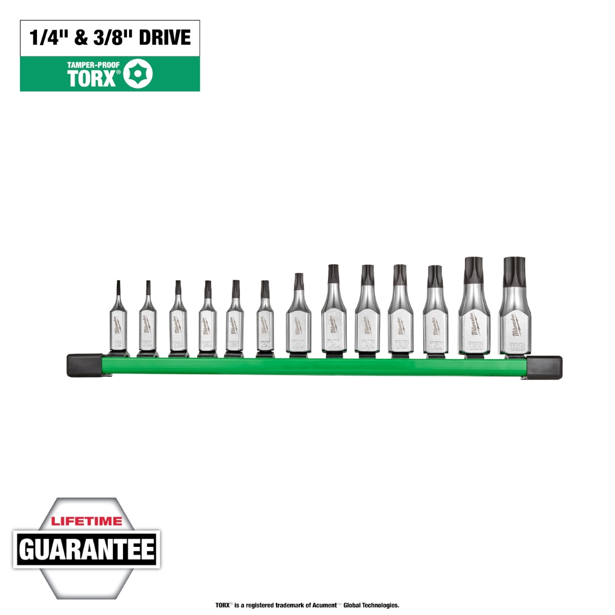 Milwaukee Tool 1/4 Inch and 3/8 Inch Drive Tamper Proof TORX Bit Socket Set - 13 Piece