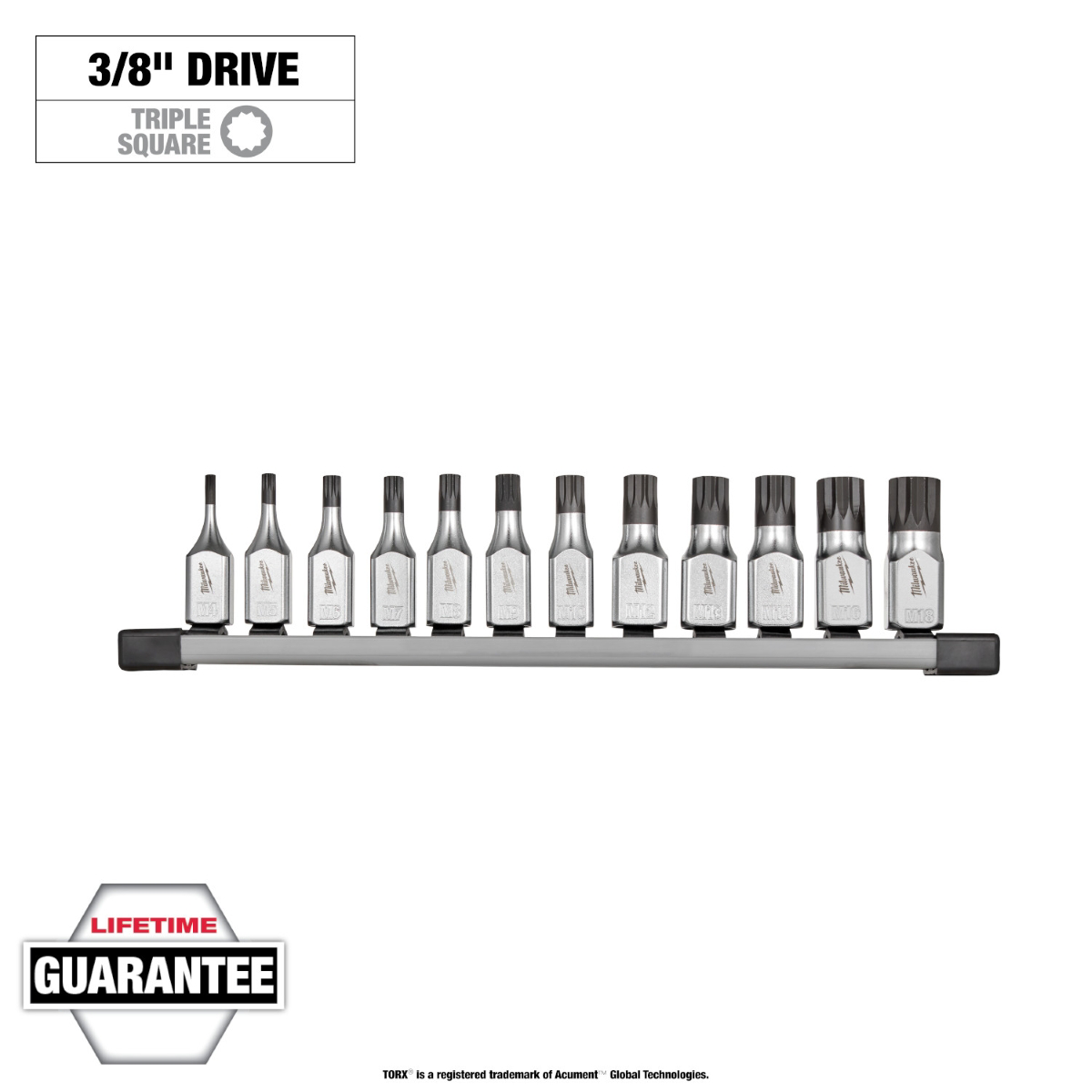 Milwaukee Tool 3/8 Inch Drive Triple Square Bit Socket Set - 12 Piece