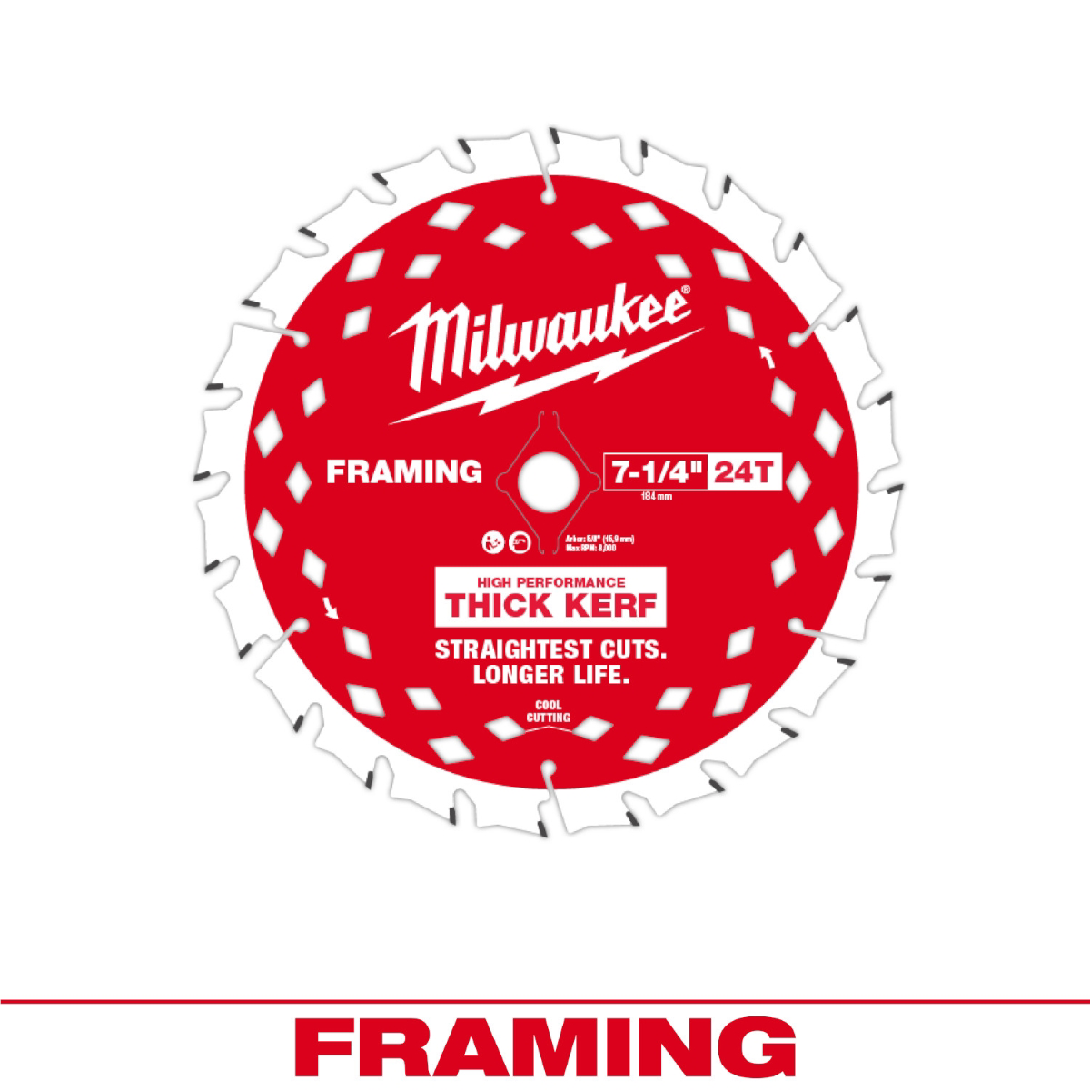 Milwaukee Tool 7-1/4 Inch 24t Thick Kerf Framing Circular Saw Blade