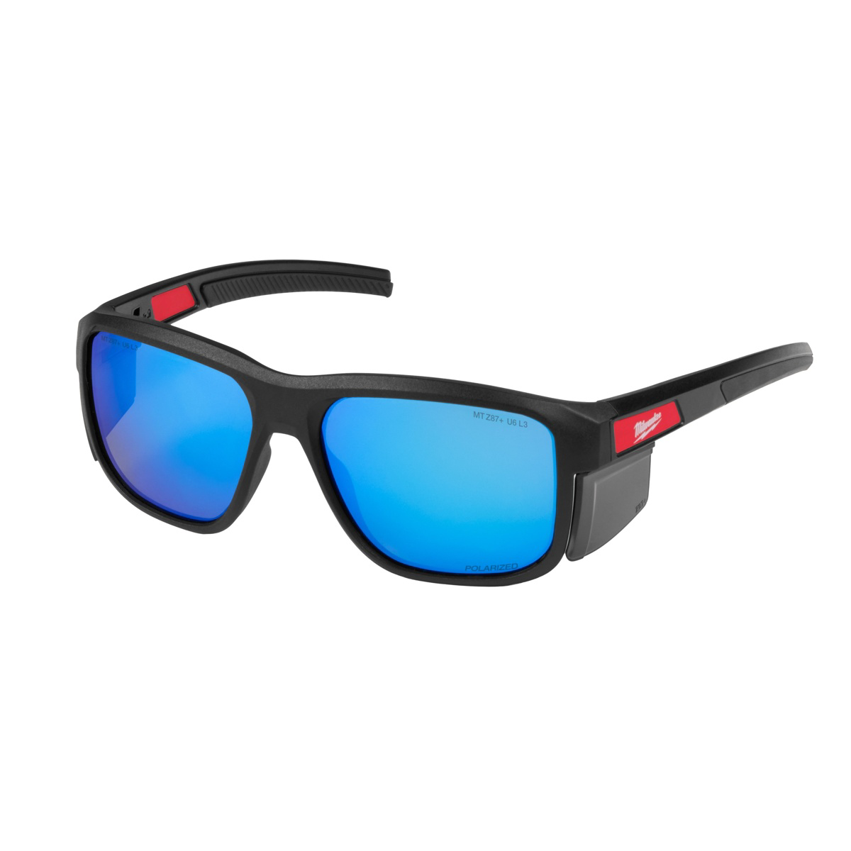 Milwaukee Tool Polarized Full Frame Safety Glasses with Removable Side Shields &hyphen; Blue Mirrored Dual Coat Lenses
