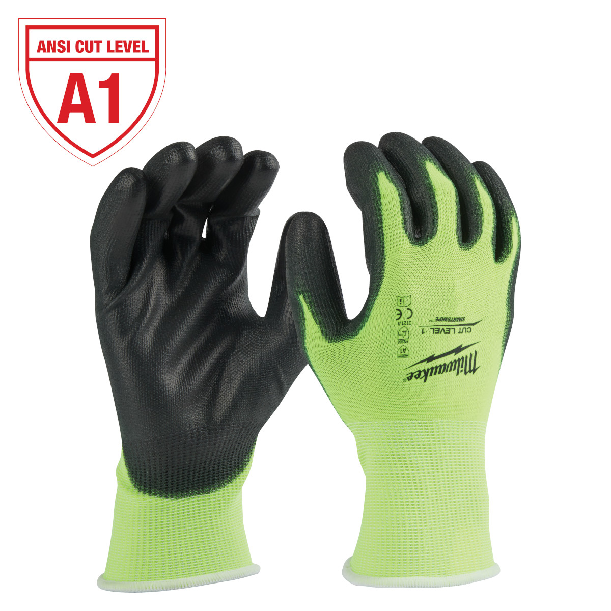 Milwaukee Tool High Visibility Cut Level 1 Polyurethane Dipped Gloves - Large