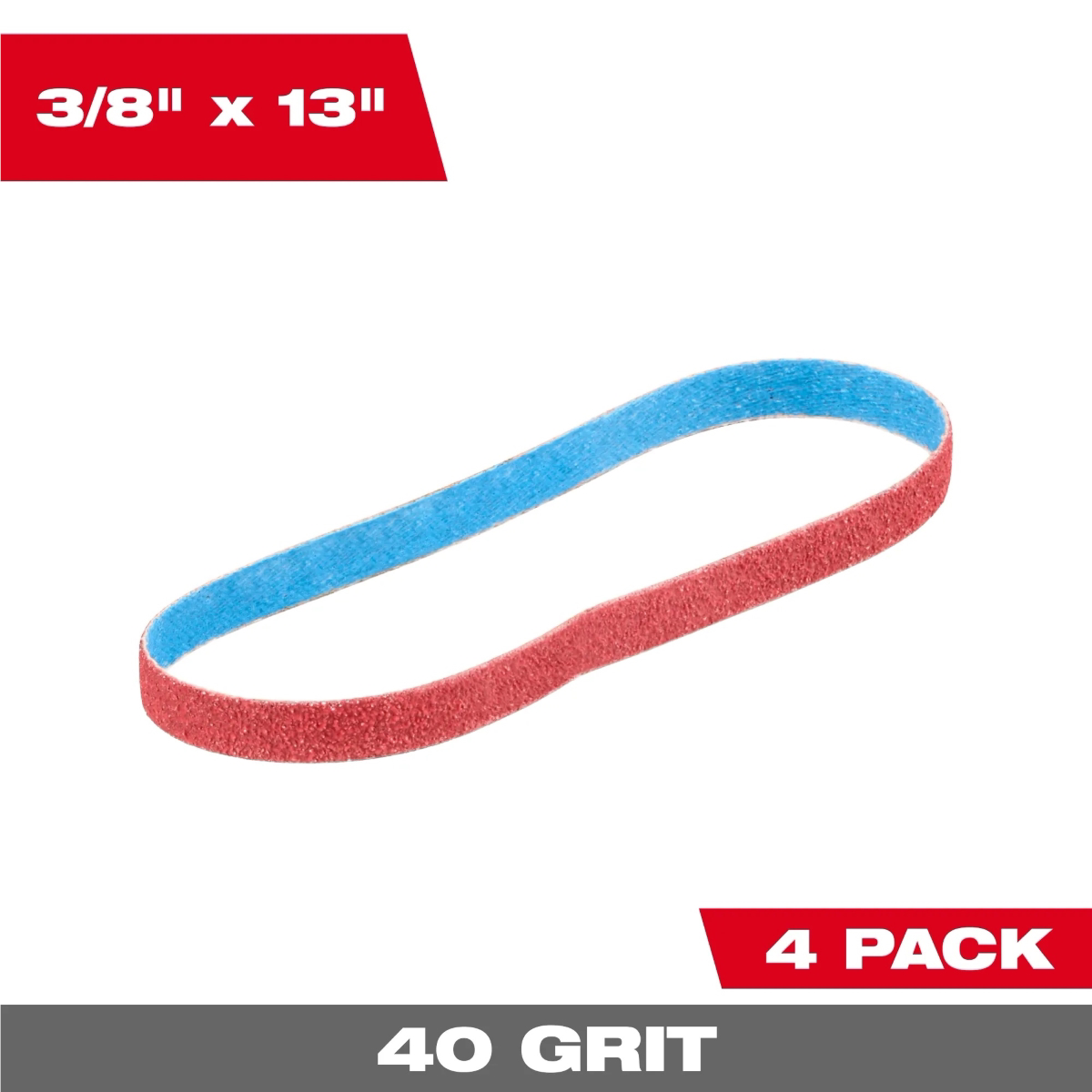 Milwaukee Tool 3/8 Inch x 13 Inch 40 Grit Bandfile Belts &hyphen; 4 pack
