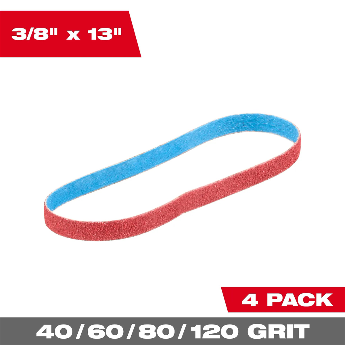 Milwaukee Tool 3/8 inch x 13 inch 120 Grit Bandfile Belts 4 pack