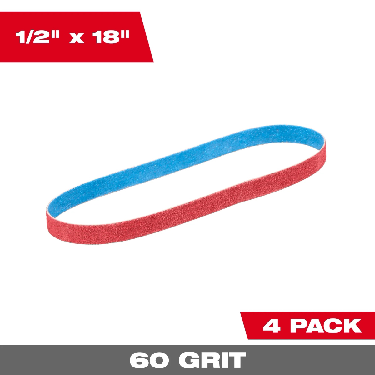 Milwaukee Tool 1/2 Inch x 18 Inch 60 Grit Bandfile Belts &hyphen; 4 pack