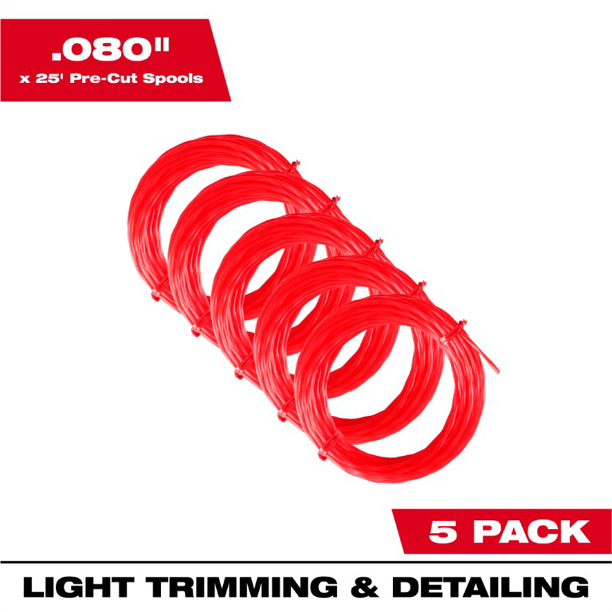 Milwaukee Tool 5Pk Of 25' Pre-Cut 080 Trimmer Line
