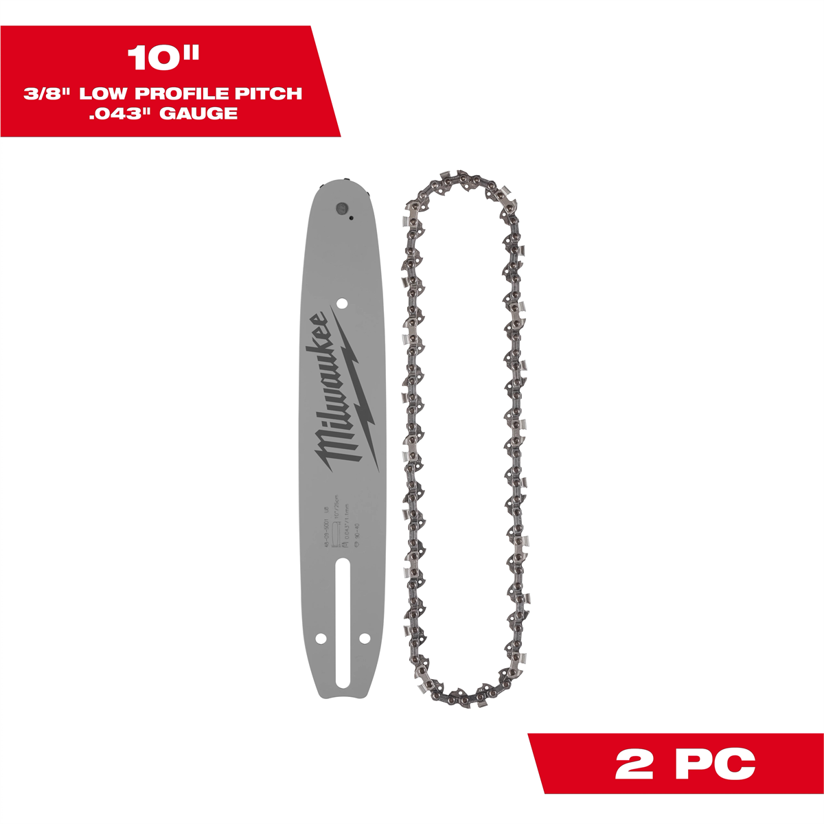 Milwaukee Tool 10" 3/8" LOW PROFILE&trade; Pitch, .043" Gauge Saw Chain and Guide Bar Set