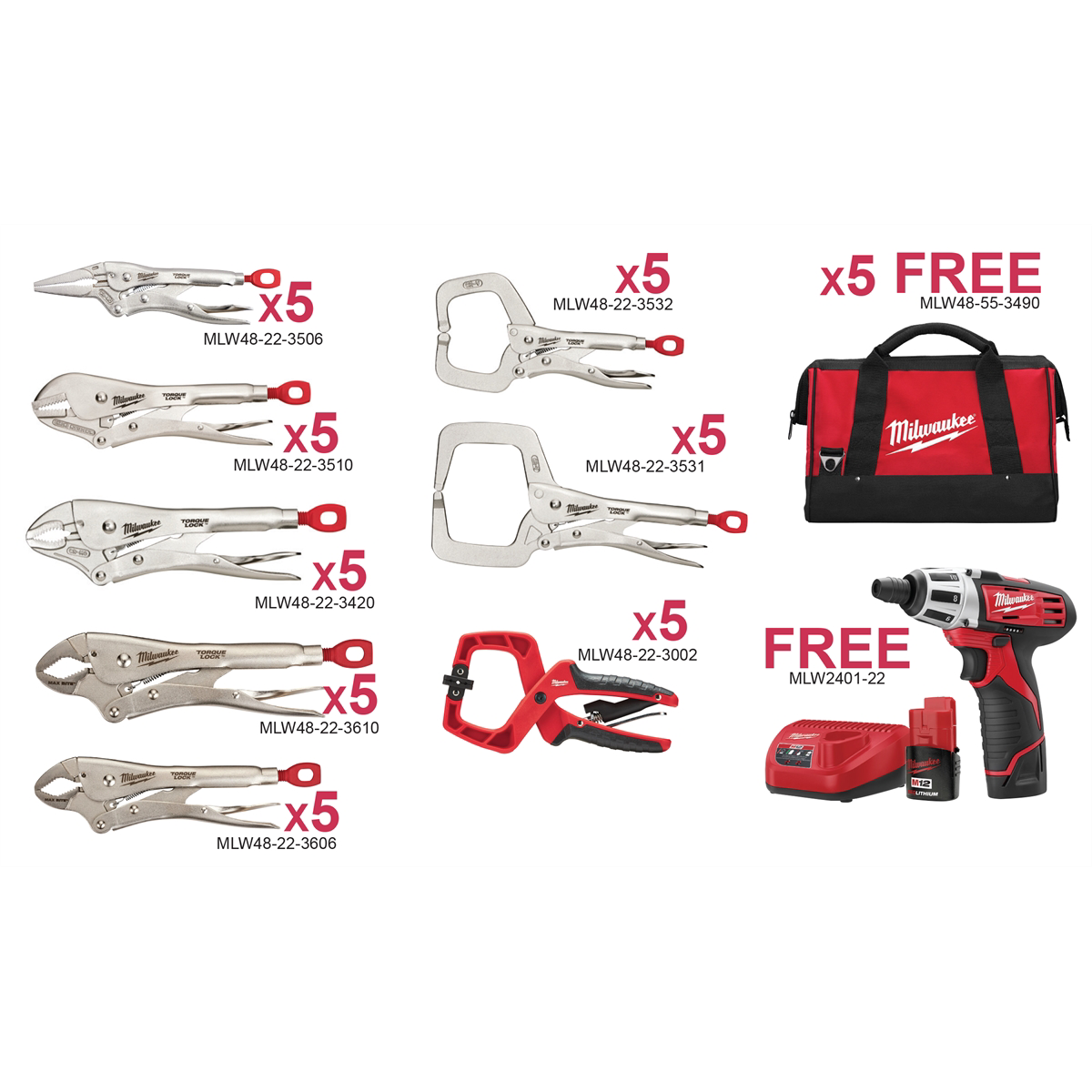 Milwaukee Tool 46-PC TORQUE-LOCK PLIER BUNDLE