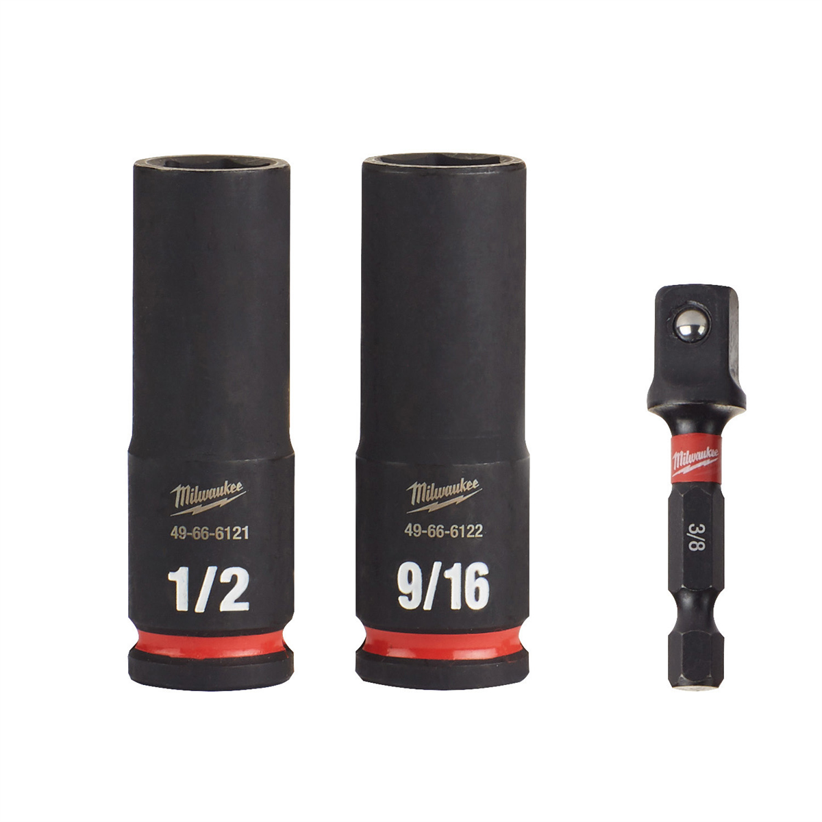 Milwaukee Tool 3PC SHOCKWAVE Impact Duty  3/8" Drive SAE Deep 6 Point Socket Set