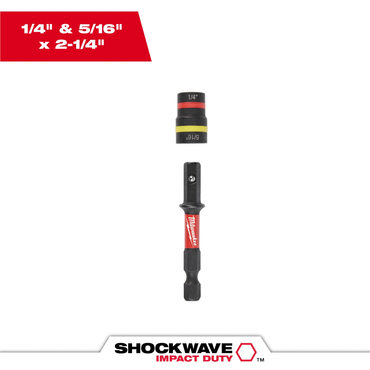 Milwaukee Tool SHOCKWAVE Impact Duty 1/4&rdquo; and 5/16&rdquo; x 2-1/4&rdquo; QUIK-CLEAR 2-in-1 Magnetic Nut Driver