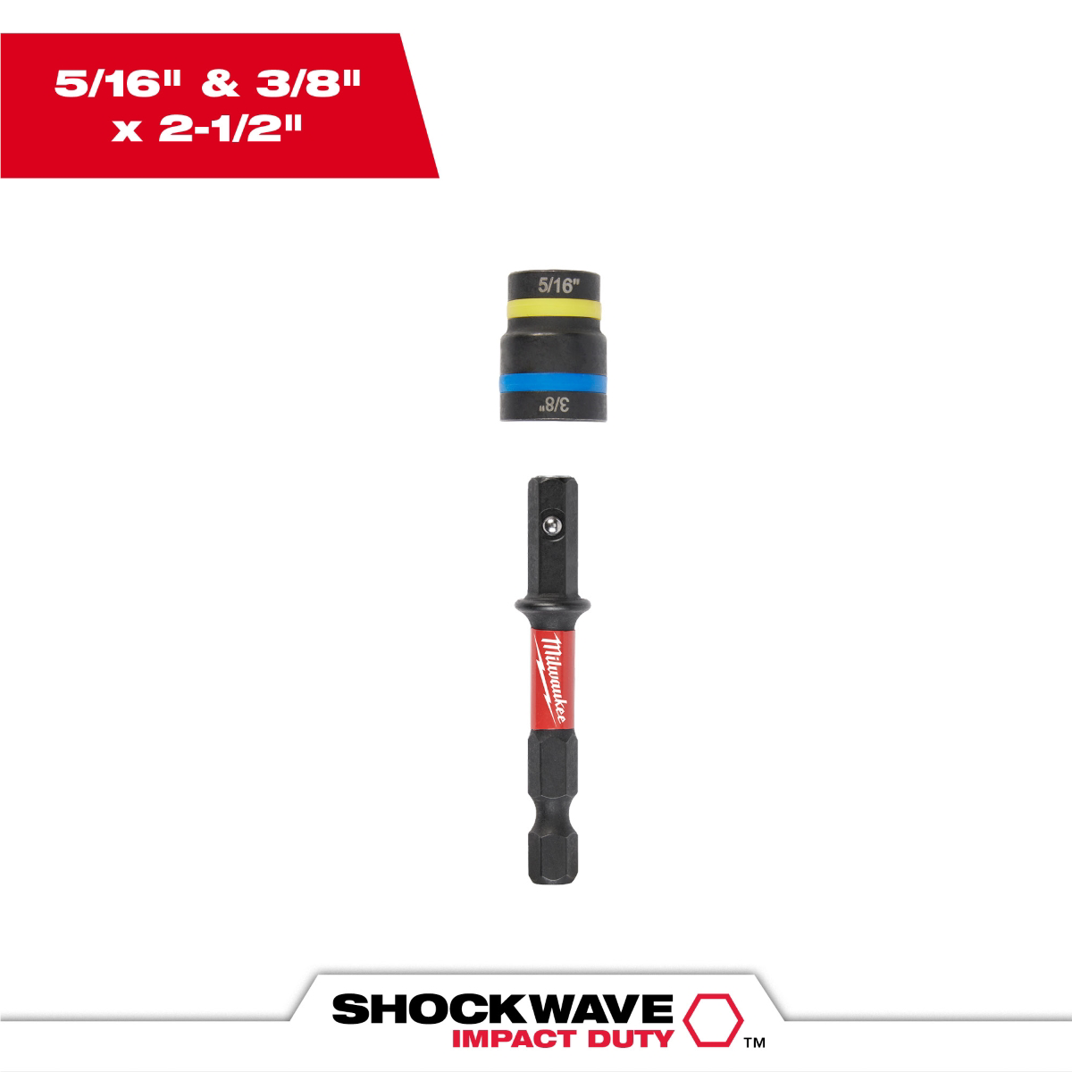 Milwaukee Tool SHOCKWAVE Impact Duty 5/16&rdquo; and 3/8&rdquo; x 2-1/2&rdquo; QUIK-CLEAR 2-in-1 Magnetic Nut Driver