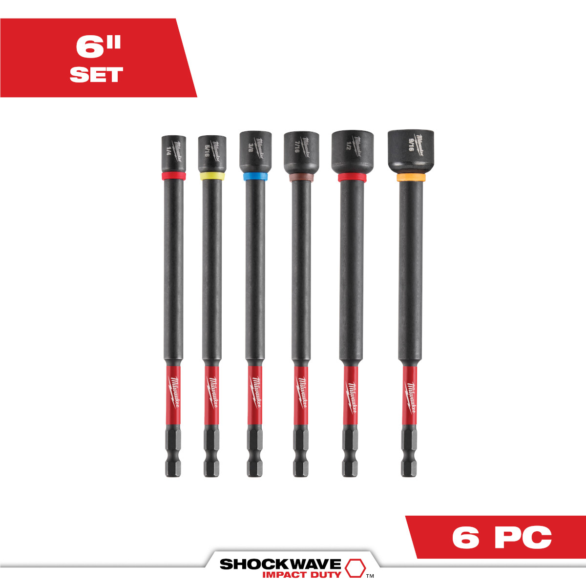 Milwaukee Tool 6 Piece SHOCKWAVE Impact Duty 6 Inch  Magnetic Nut Driver Set