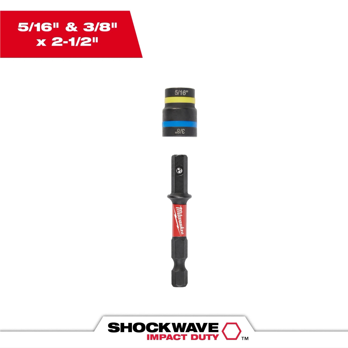 Milwaukee Tool SHOCKWAVE Impact Duty 5/16 Inch and 3/8 Inch x 2-1/2 Inch QUIK-CLEAR 2-in-1 Magnetic Nut Driver Bulk 25