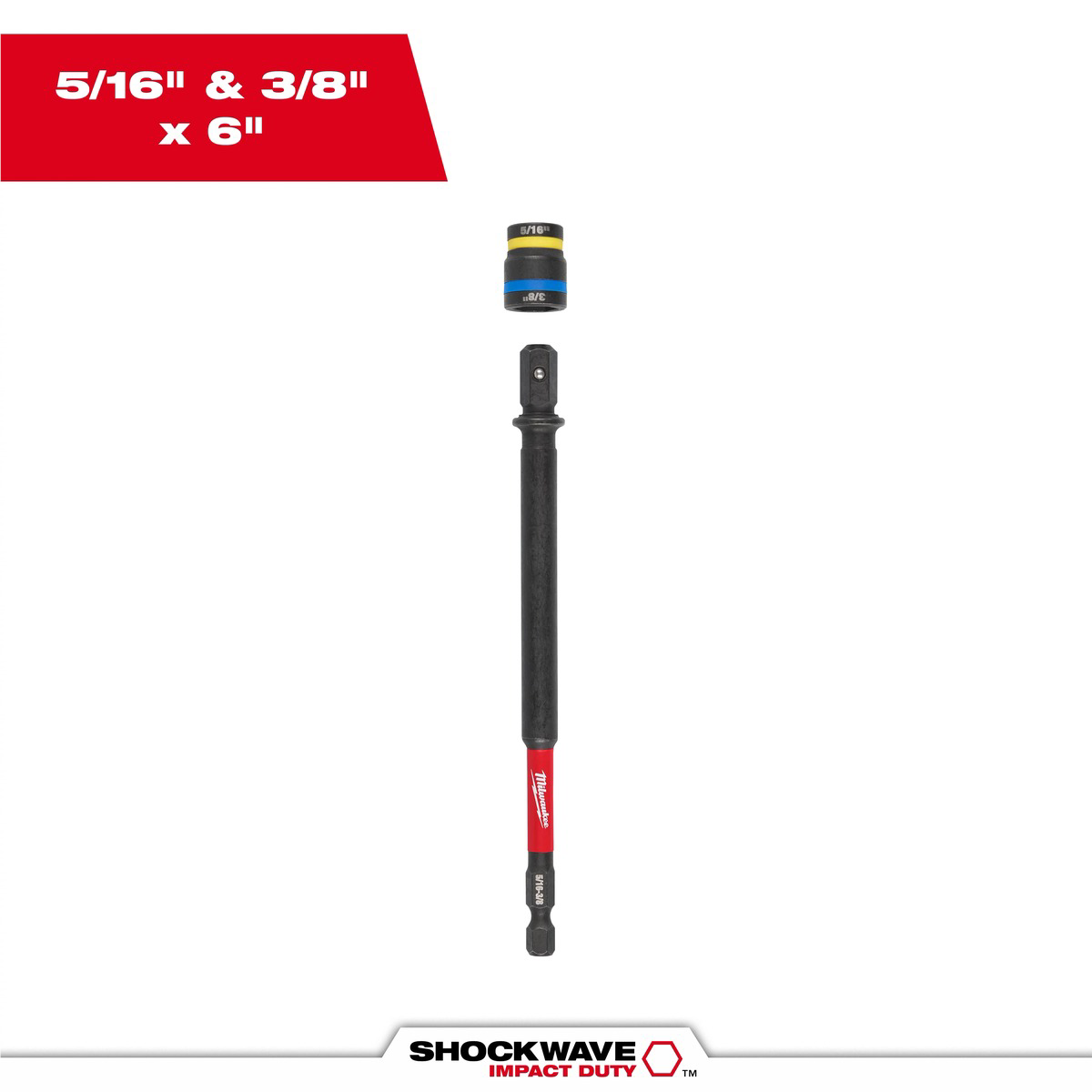 Milwaukee Tool SHOCKWAVE Impact Duty 5/16 Inch and 3/8 Inch x 6 Inch QUIK-CLEAR 2-in-1 Magnetic Nut Driver