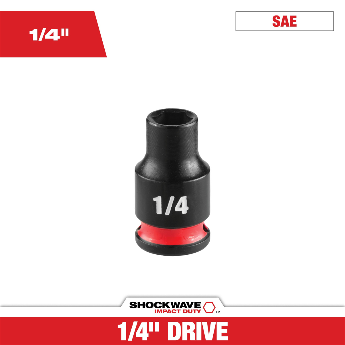 Milwaukee Tool Shockwave™ Impact Duty 1/4" Drive 1/4" Standard 6 Point Socket