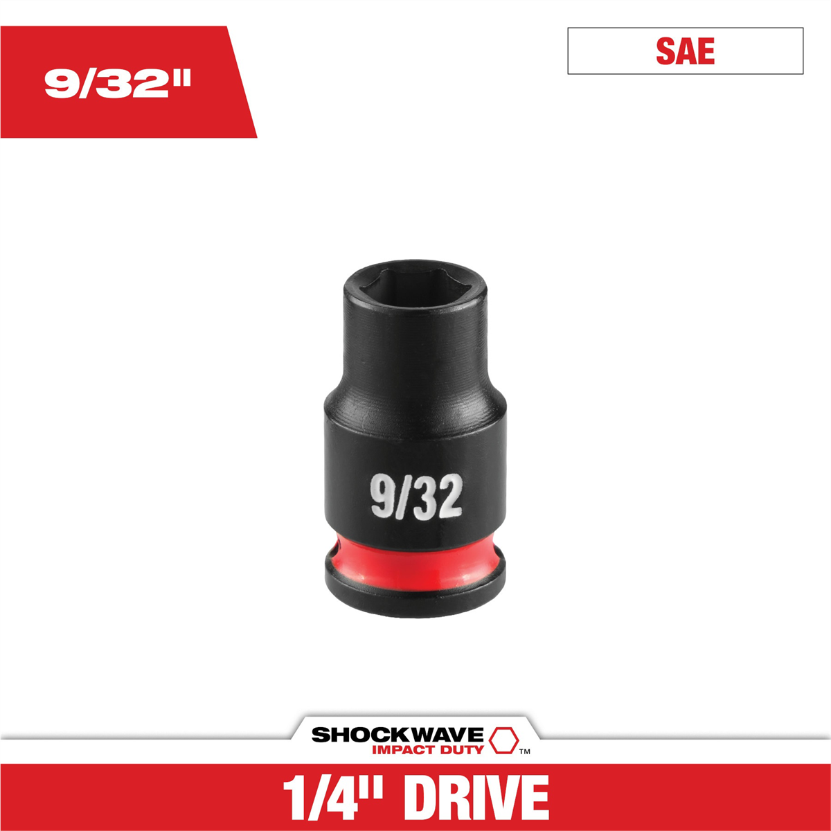 Milwaukee Tool Shockwave™ Impact Duty 1/4" Drive 9/32" Standard 6 Point Socket