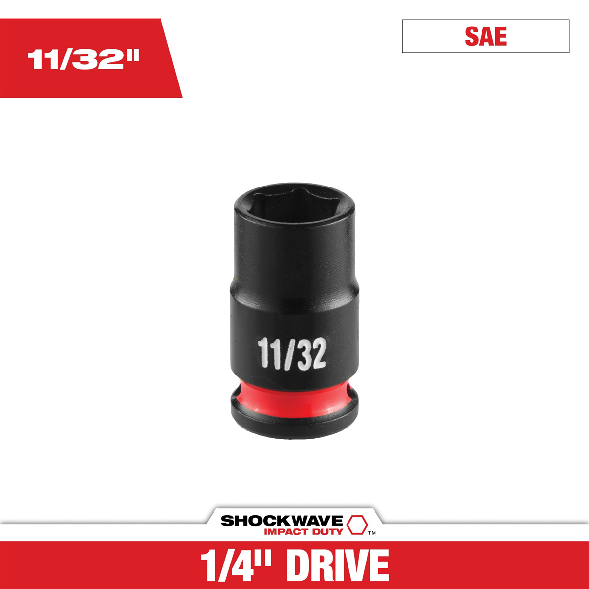 Milwaukee Tool Shockwave™ Impact Duty 1/4" Drive 11/32" Standard 6 Point Socket