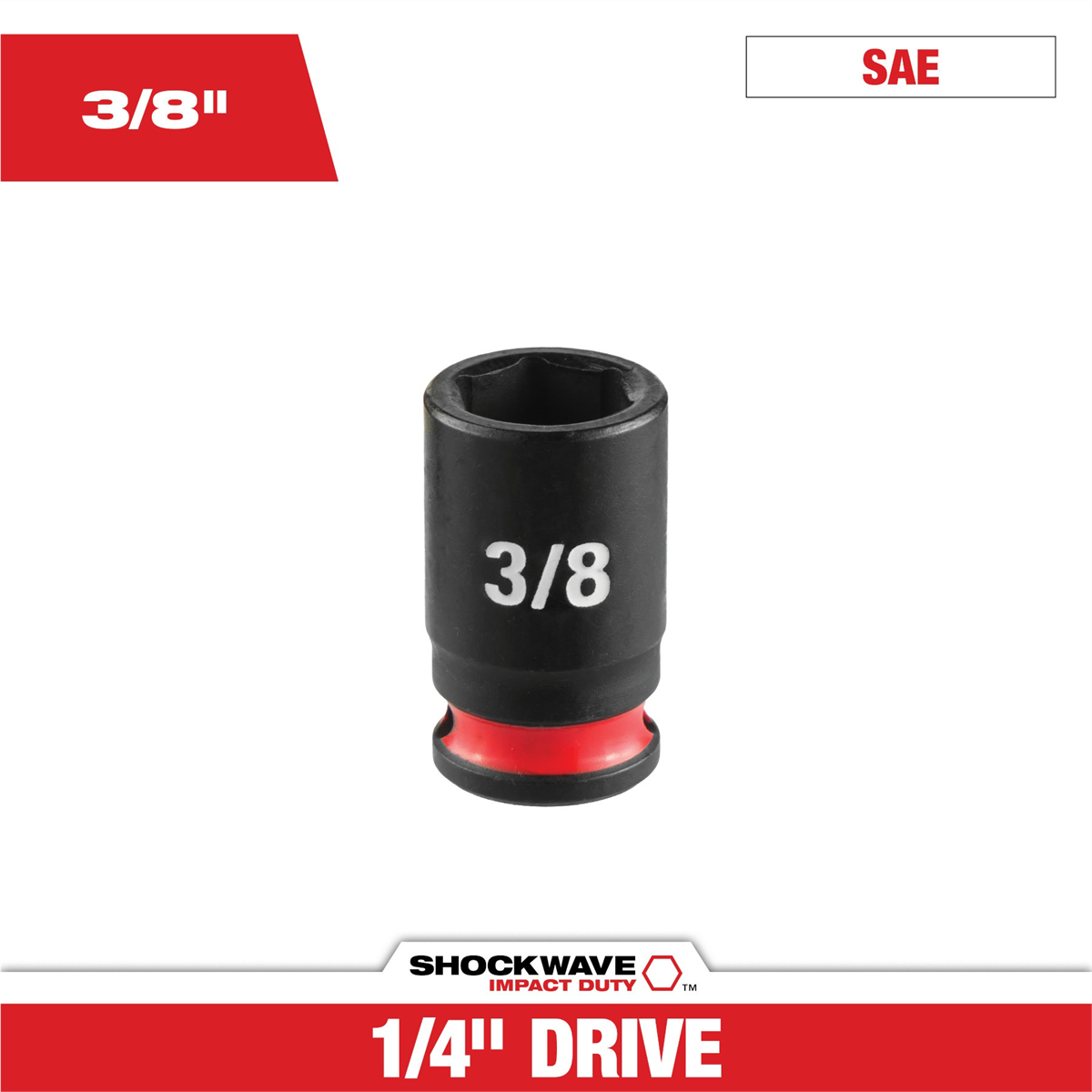 Milwaukee Tool Shockwave™ Impact Duty 1/4" Drive 3/8" Standard 6 Point Socket