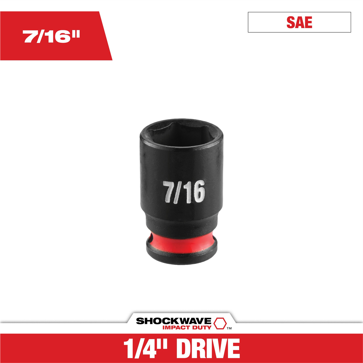 Milwaukee Tool Shockwave™ Impact Duty 1/4" Drive 7/16" Standard 6 Point Socket
