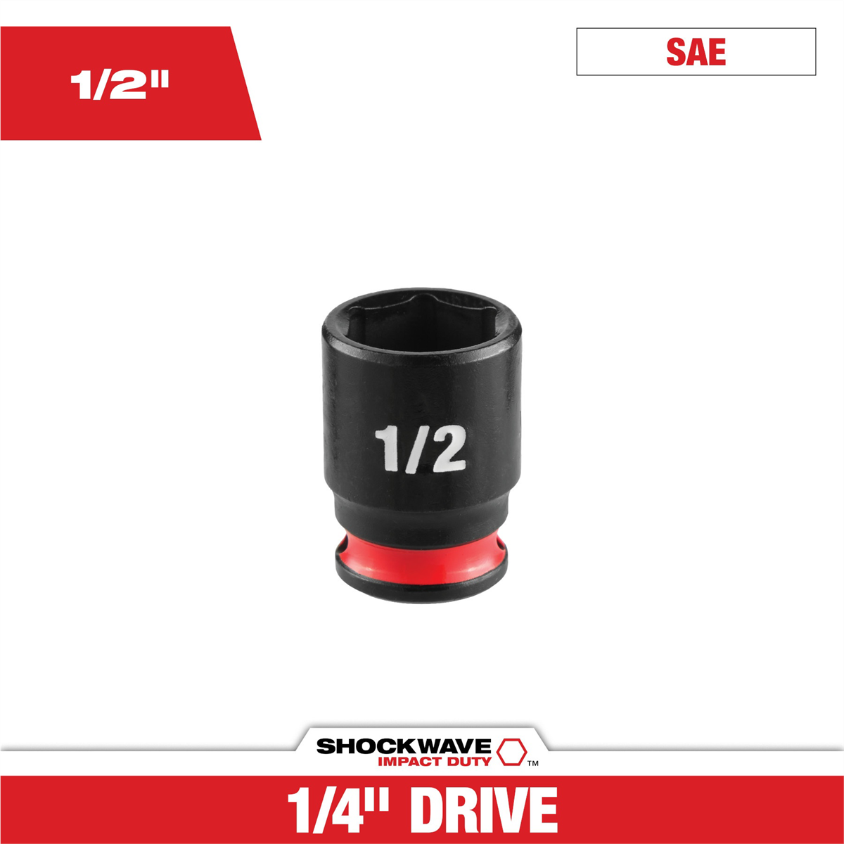 Milwaukee Tool Shockwave™ Impact Duty 1/4" Drive 1/2" Standard 6 Point Socket