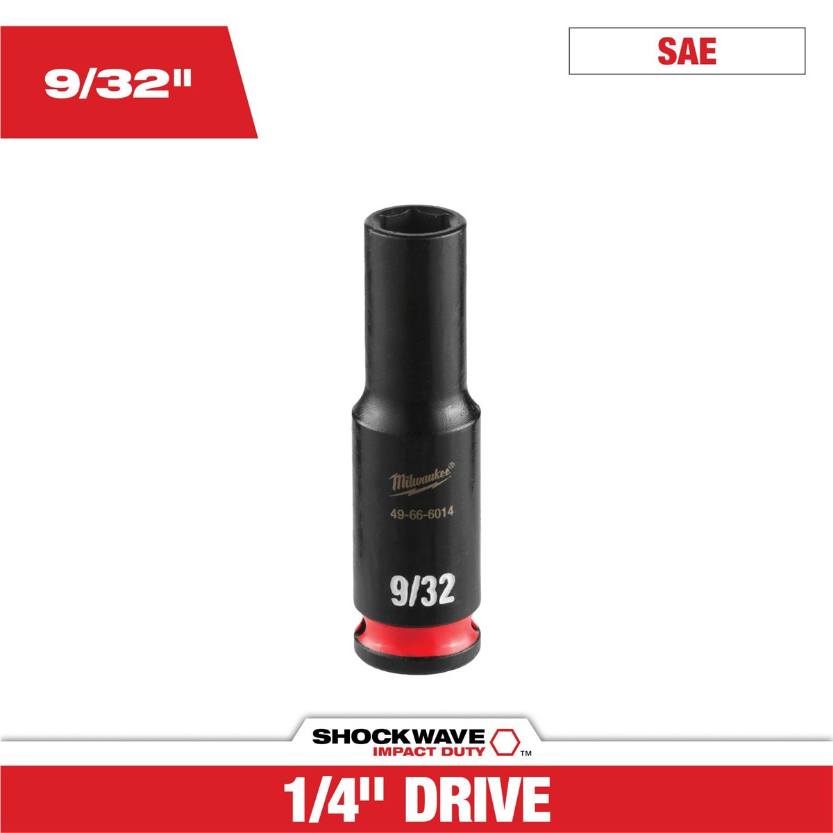 Milwaukee Tool Shockwave™ Impact Duty 1/4" Drive 9/32" Deep 6 Point Socket