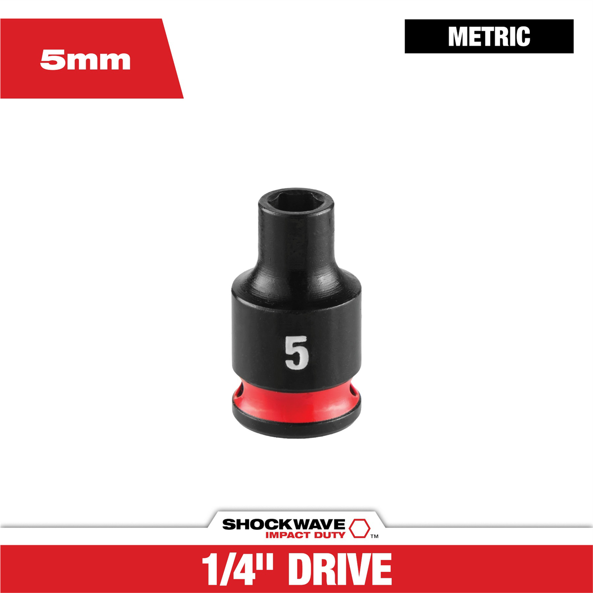 Milwaukee Tool Shockwave™ Impact Duty 1/4" Drive 5mm Standard 6 Point Socket