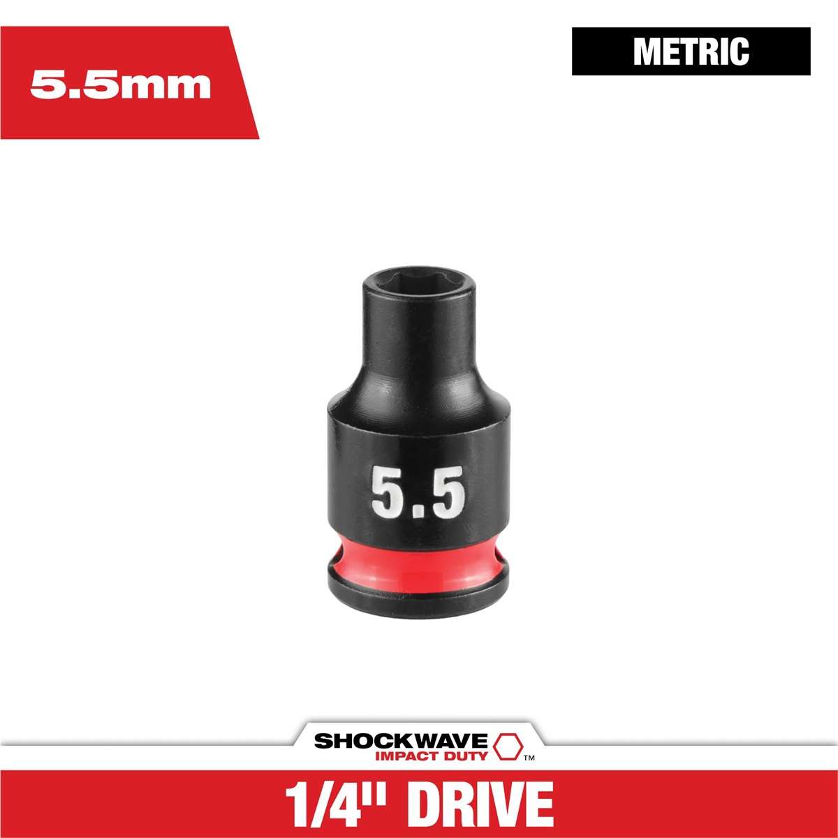 Milwaukee Tool Shockwave™ Impact Duty 1/4" Drive 5.5mm Standard 6 Point Socket