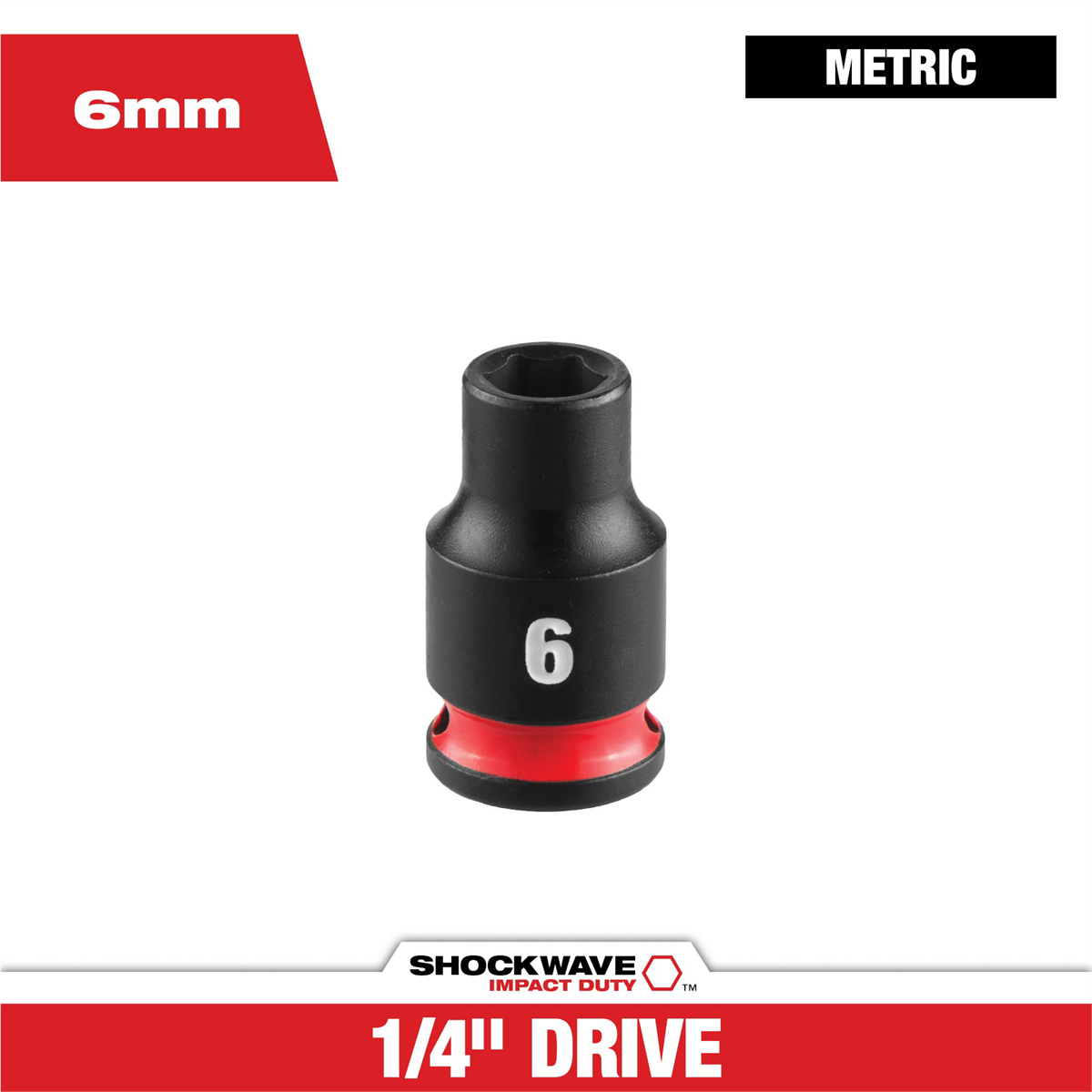 Milwaukee Tool Shockwave™ Impact Duty 1/4" Drive 6mm Standard 6 Point Socket