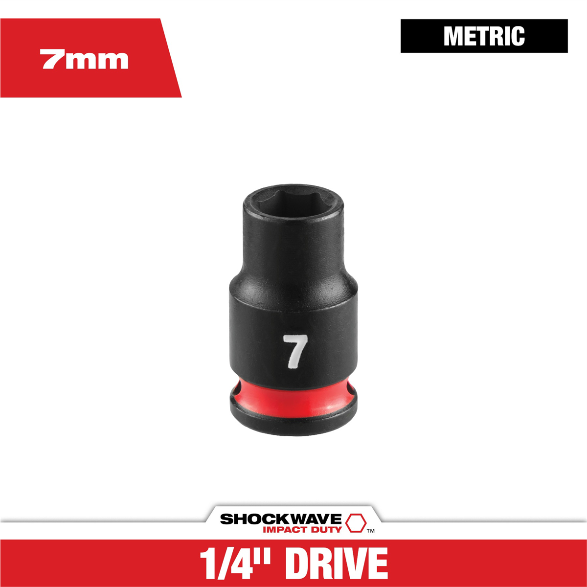 Milwaukee Tool Shockwave™ Impact Duty 1/4" Drive 7mm Standard 6 Point Socket