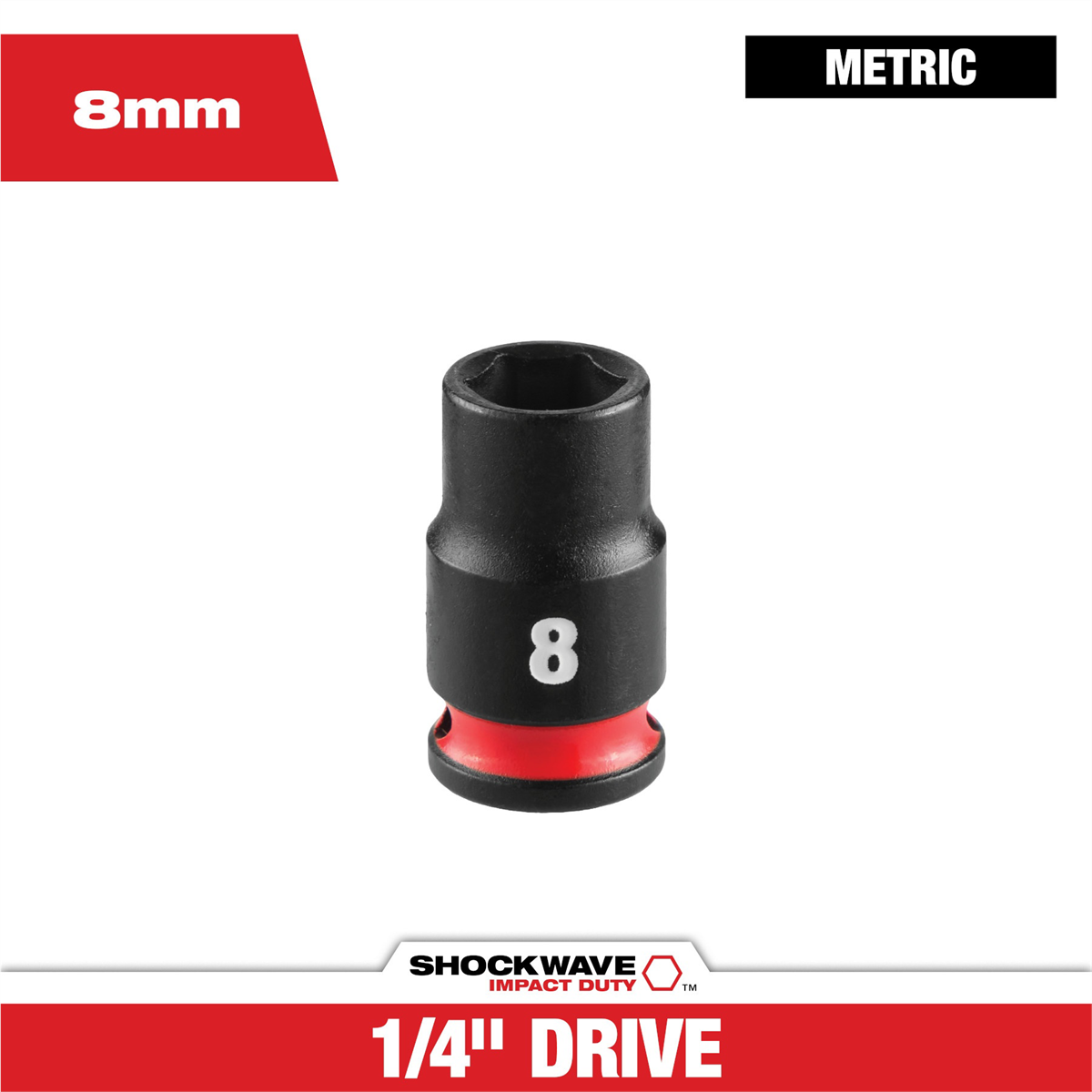 Milwaukee Tool Shockwave™ Impact Duty 1/4" Drive 8mm Standard 6 Point Socket