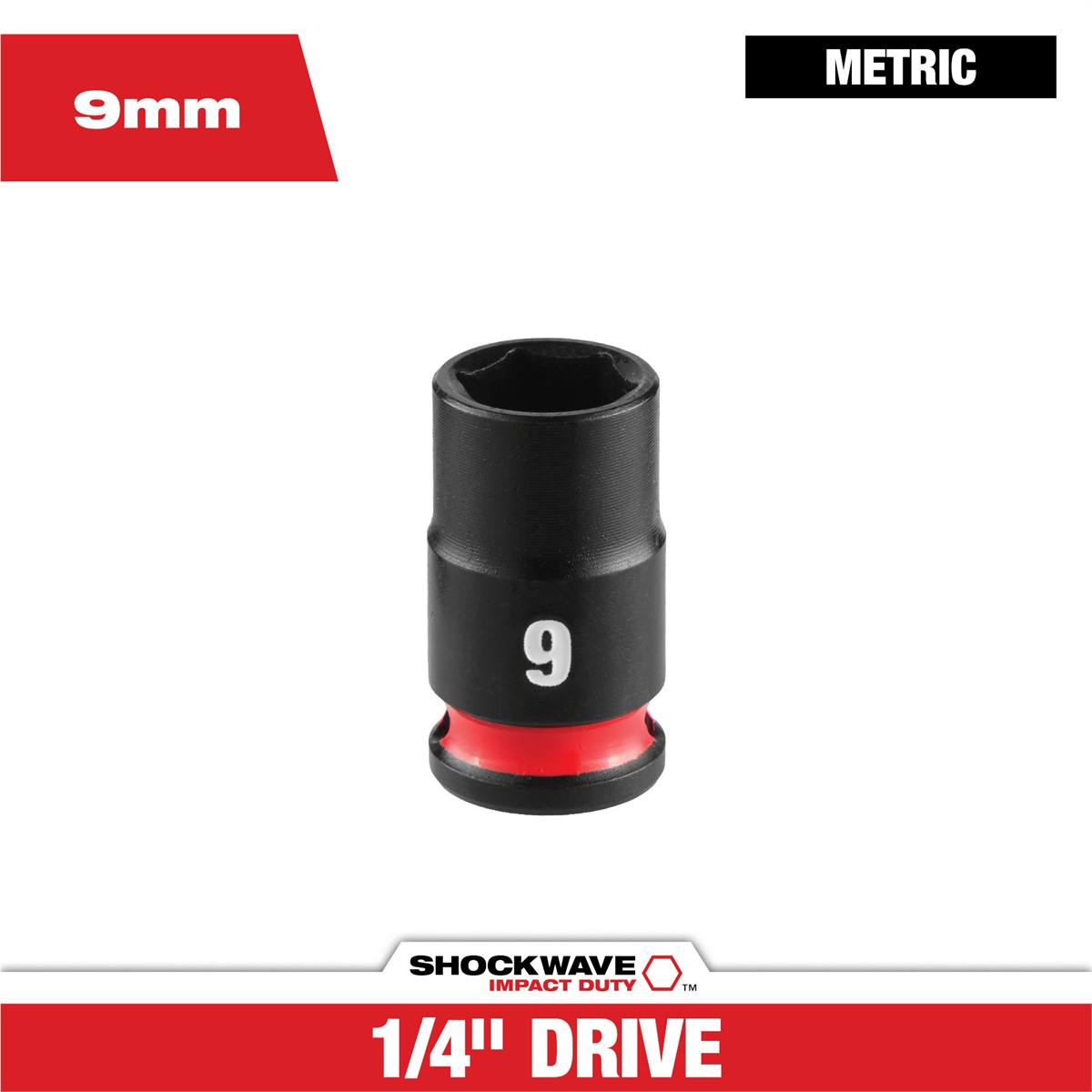 Milwaukee Tool Shockwave™ Impact Duty 1/4" Drive 9mm Standard 6 Point Socket