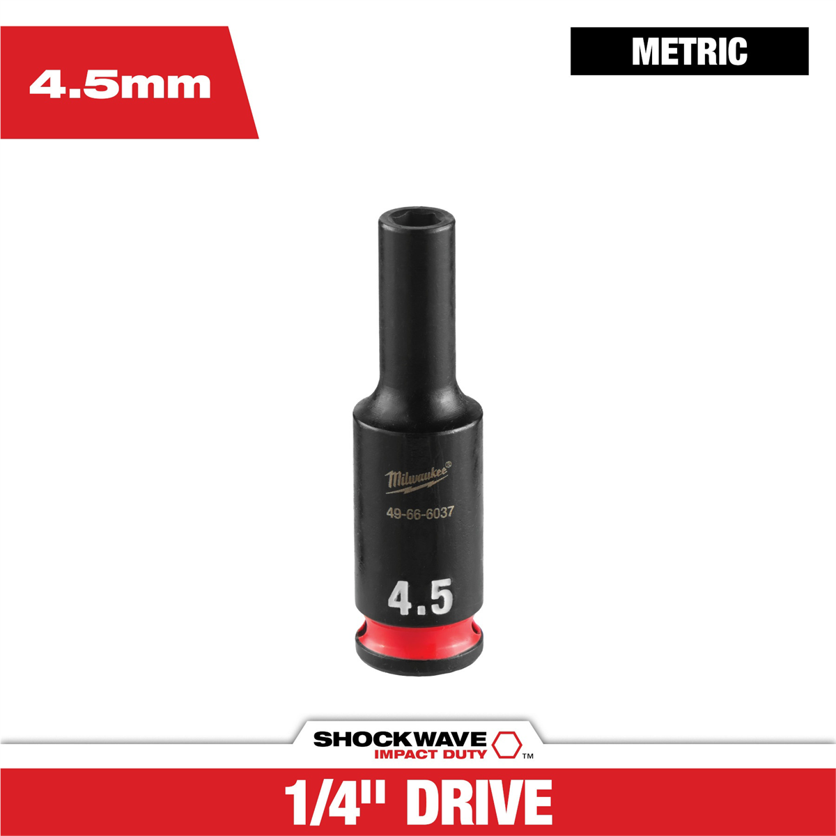 Milwaukee Tool SHOCKWAVE™ Impact Duty 1/4" Drive 4.5MM Deep 6 Point Socket