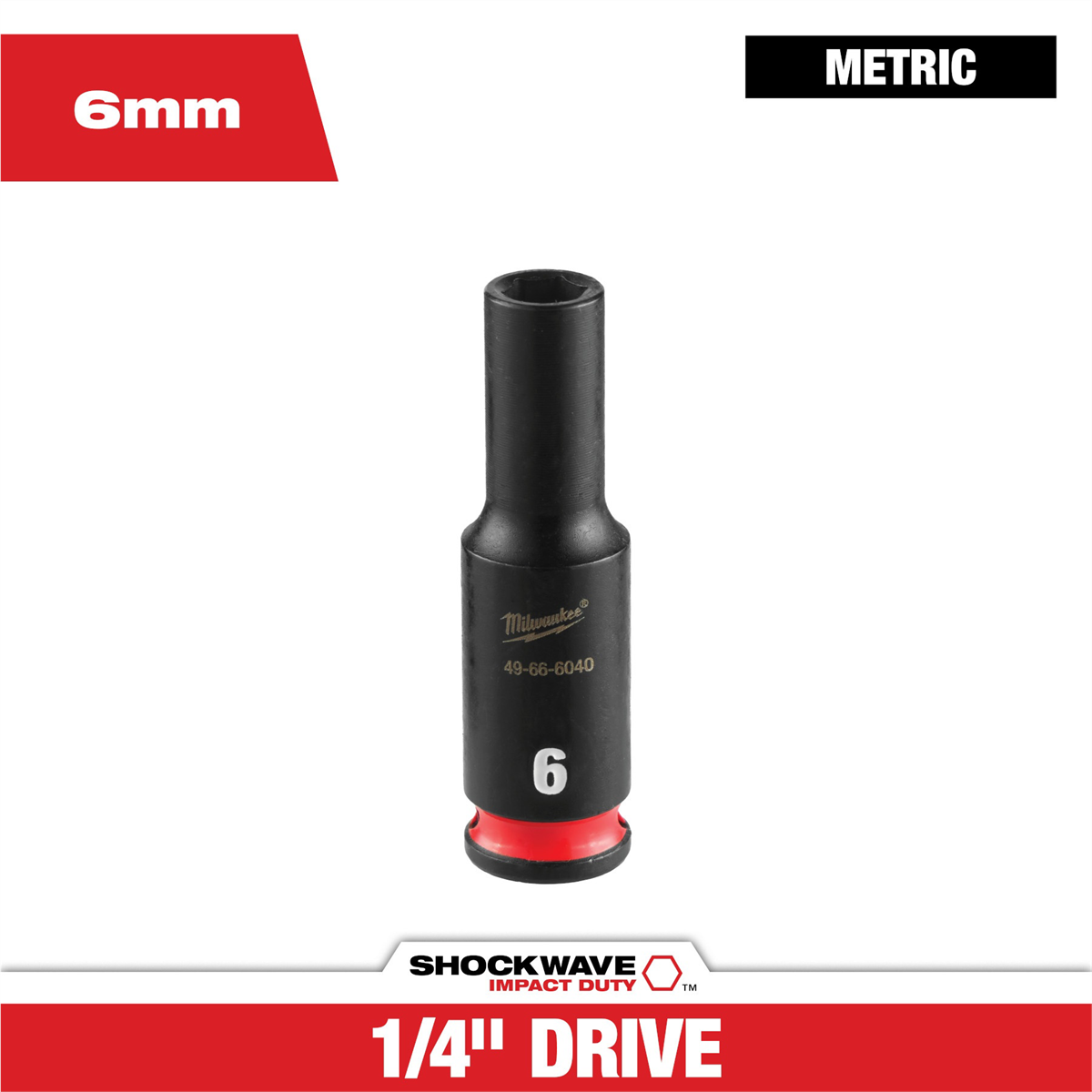 Milwaukee Tool Shockwave™ Impact Duty 1/4" Drive 6mm Deep 6 Point Socket