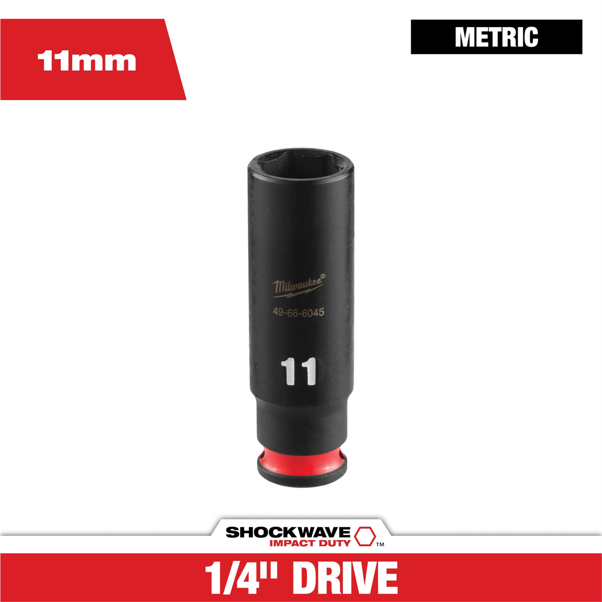 Milwaukee Tool Shockwave™ Impact Duty 1/4" Drive 11mm Deep 6 Point Socket