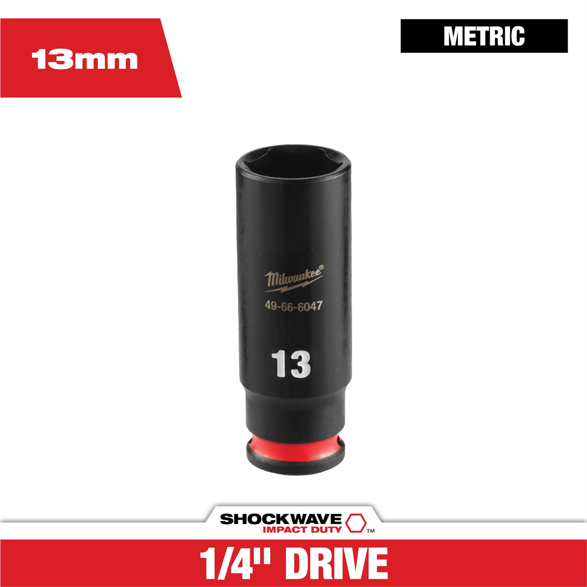Milwaukee Tool Shockwave™ Impact Duty 1/4" Drive 13mm Deep 6 Point Socket