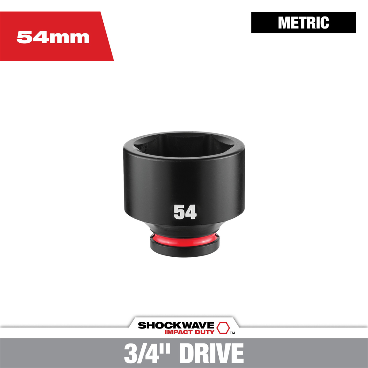 Milwaukee Tool SHOCKWAVE™ Impact Duty 3/4" Drive 54MM Standard 6 Point Socket