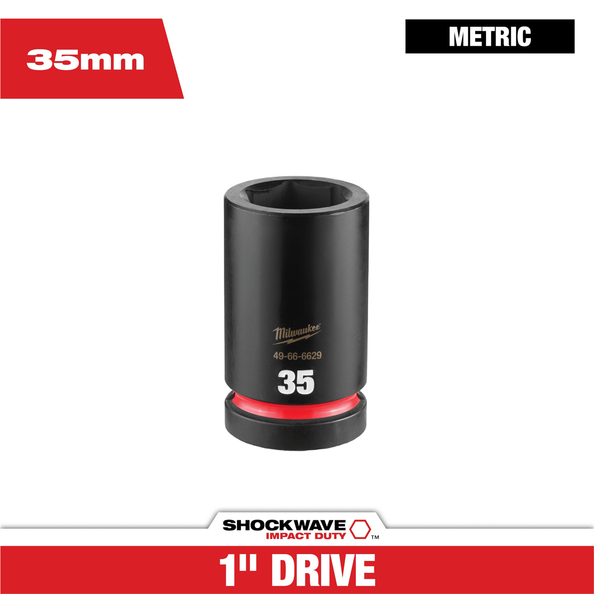 Milwaukee Tool SHOCKWAVE™ Impact Duty 1" Drive 35MM Deep 6 Point Socket