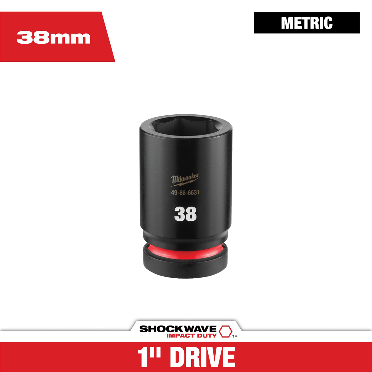 Milwaukee Tool SHOCKWAVE™ Impact Duty 1" Drive 38MM Deep 6 Point Socket