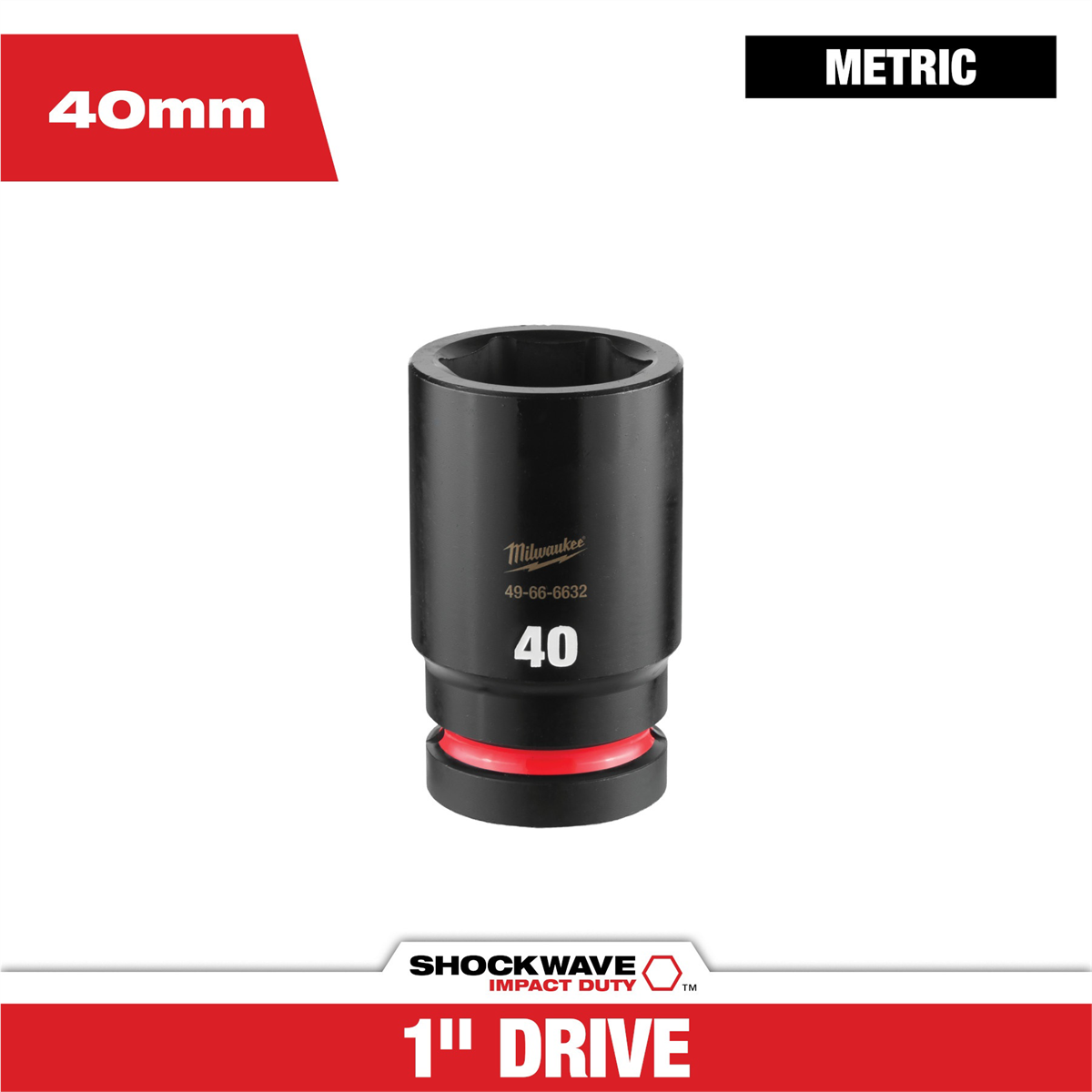 Milwaukee Tool SHOCKWAVE™ Impact Duty 1" Drive 40MM Deep 6 Point Socket