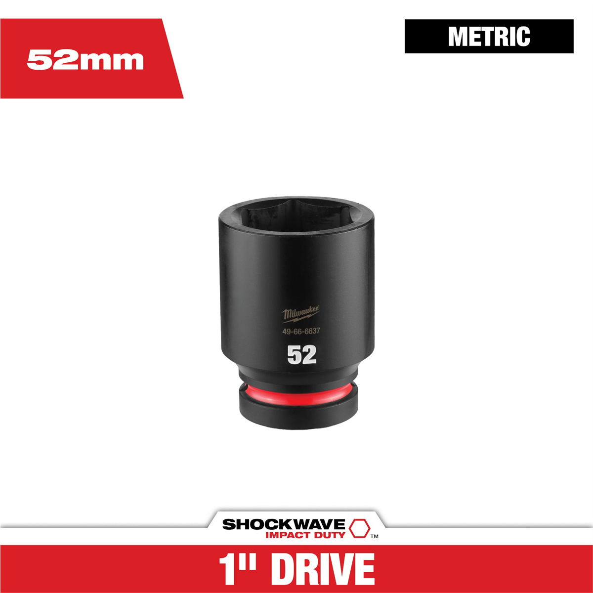 Milwaukee Tool SHOCKWAVE™ Impact Duty 1" Drive 52MM Deep 6 Point Socket